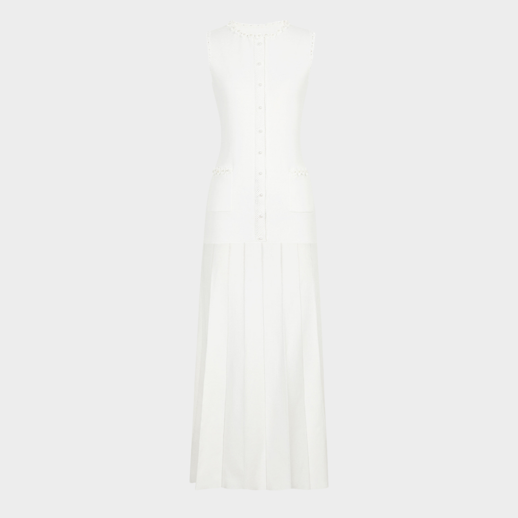 Pearl Trim Elegance Maxi Dress
