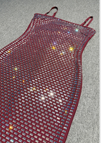 Midnight Garnet Crystal Bandage Maxi Dress