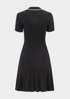 Siena  Knit Buttoned Flare Mini Dress - Navy