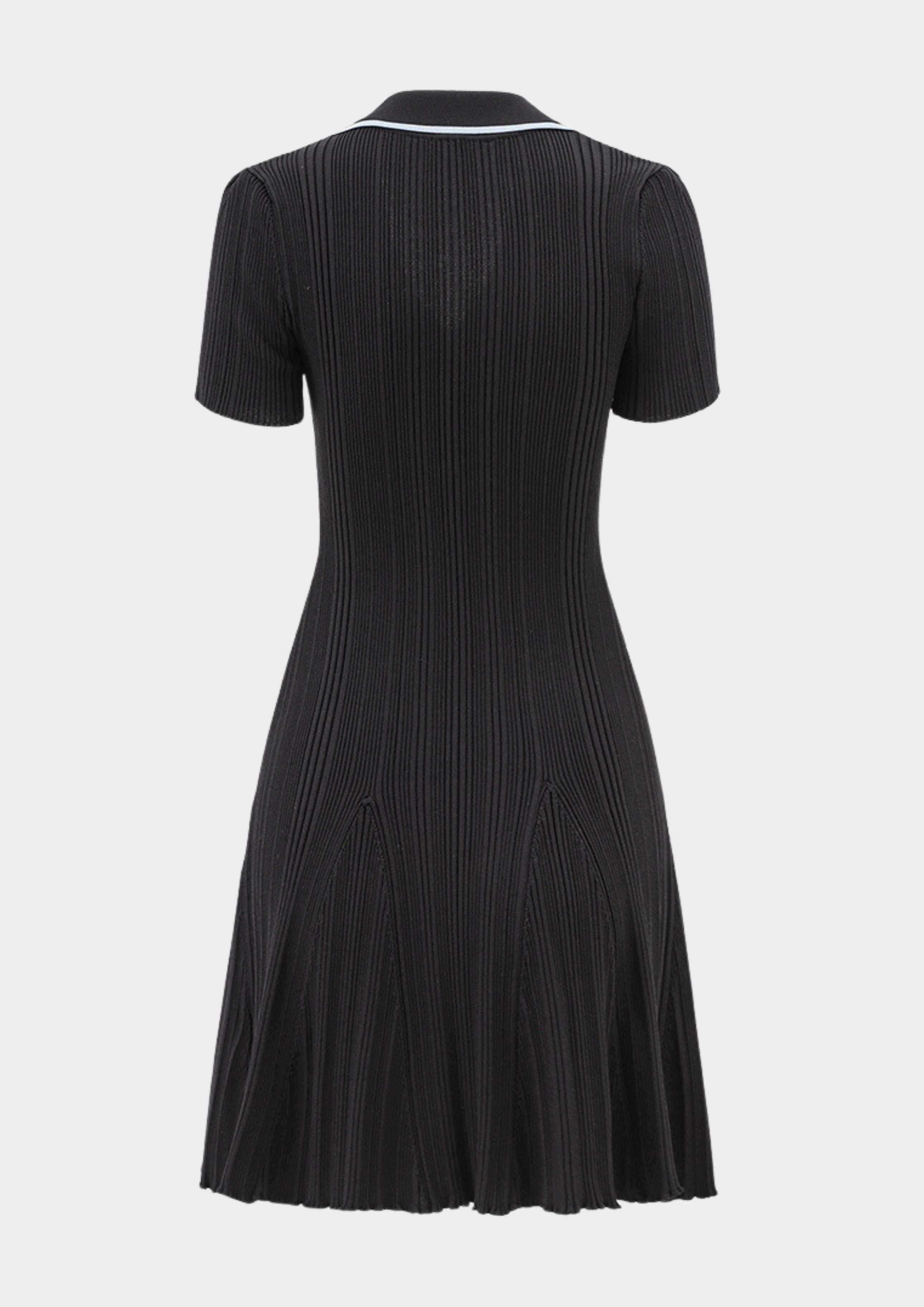 Siena  Knit Buttoned Flare Mini Dress - Navy