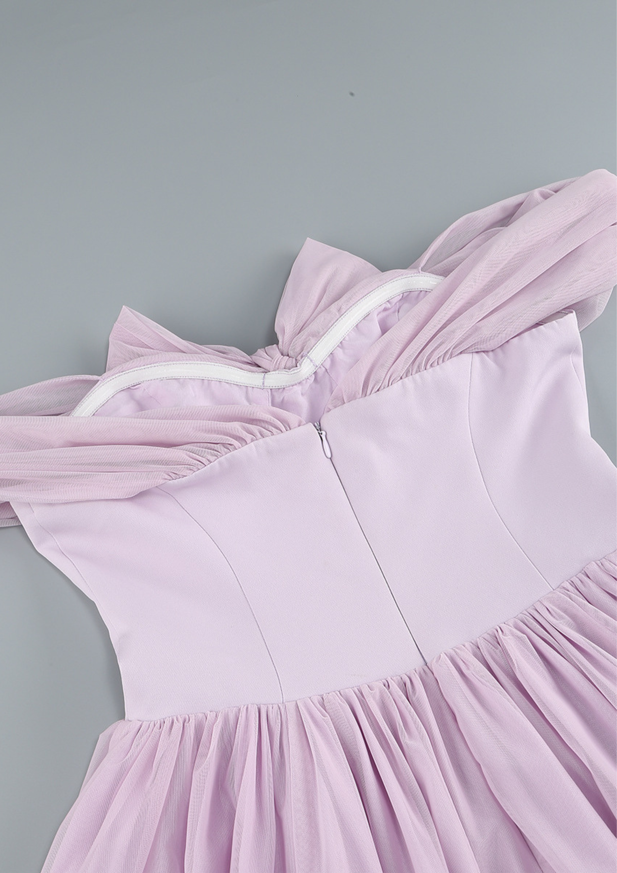 Lavender Étoile Off Shoulder Bow Mini Dress