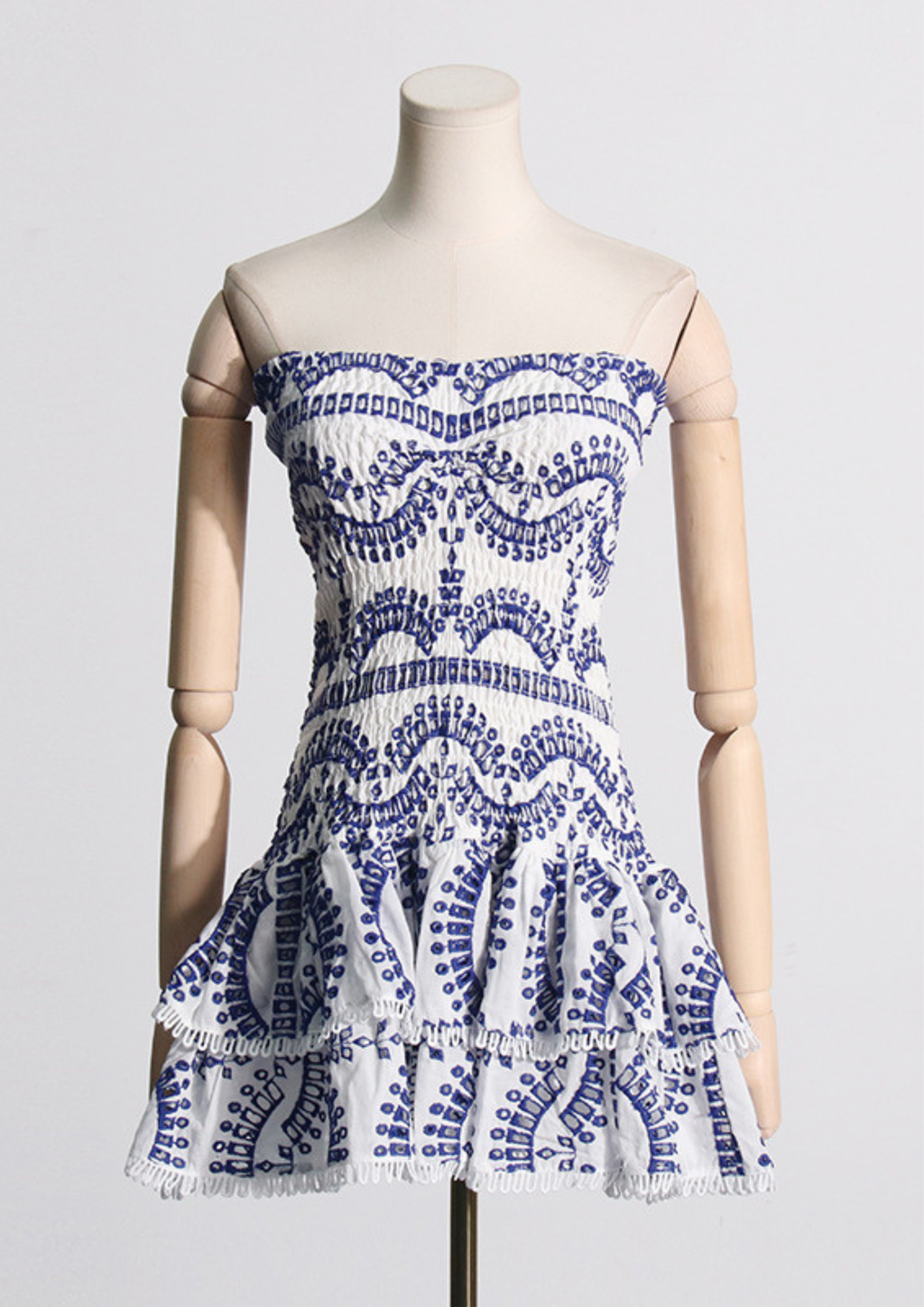Mila  Embroidered Strapless Mini Dress
