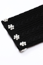 Rosette Pearl Knit Flower Cuffs  Top