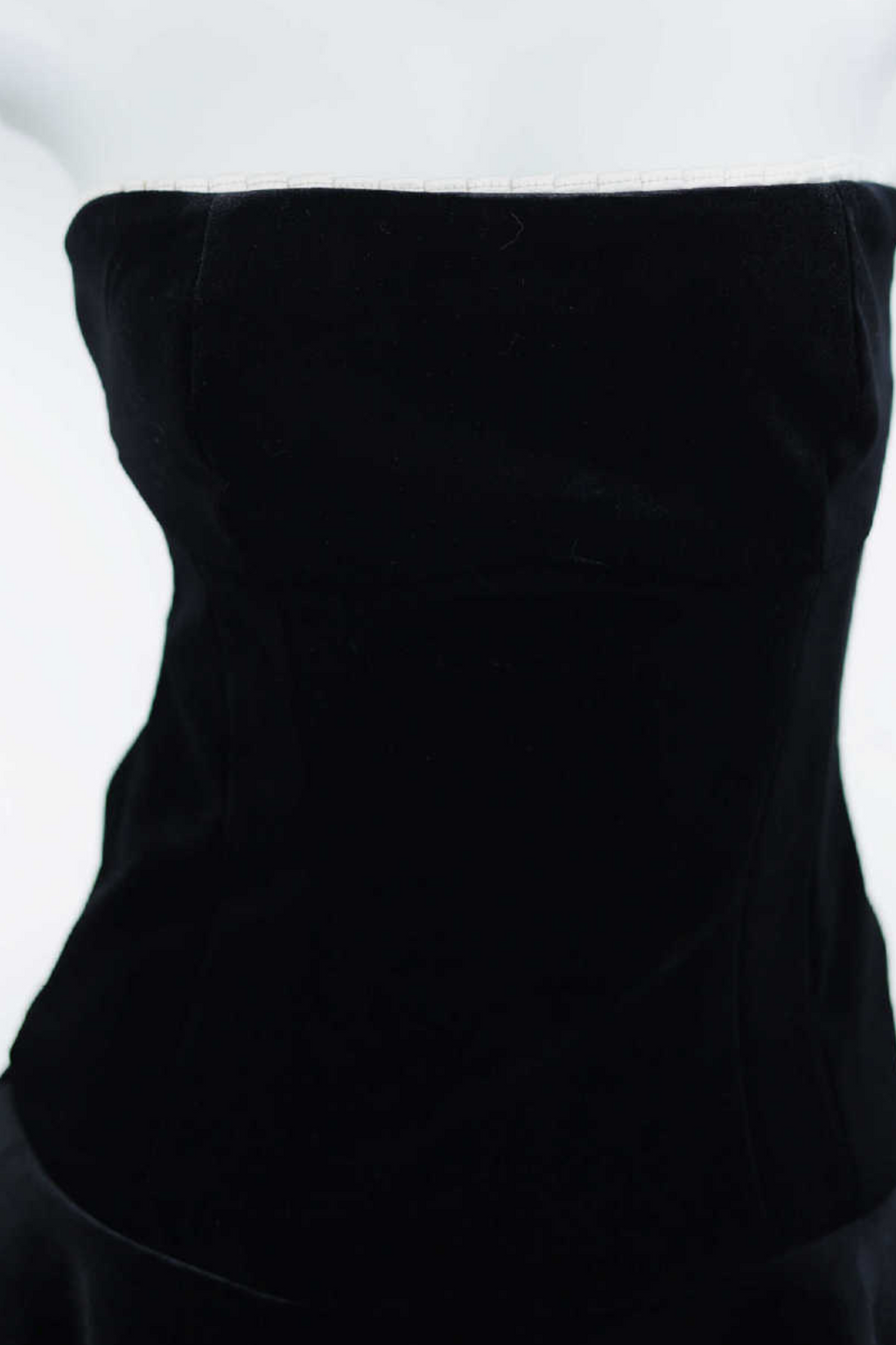 Midnight Elegance Velvet Strapless Back Tie Mini Dress