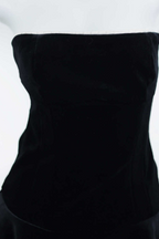 Midnight Elegance Velvet Strapless Back Tie Mini Dress