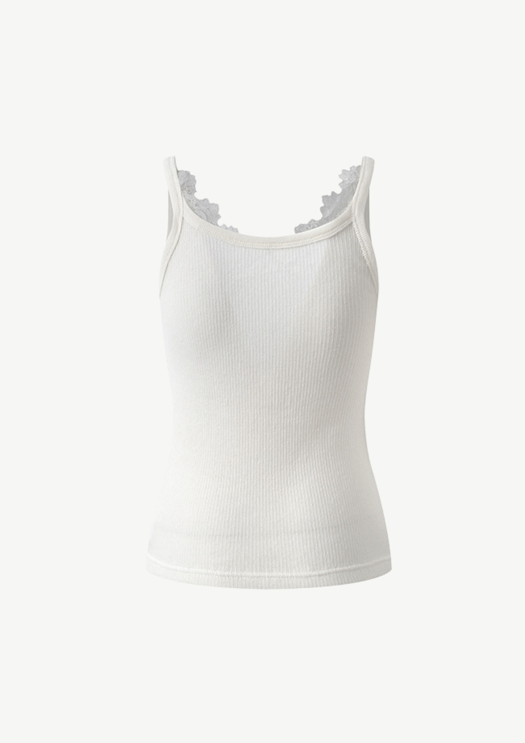 Lace Trim Ribbed Knit Tank Top