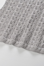 Pearl Lace-Trim Crochet Knit Polo Top