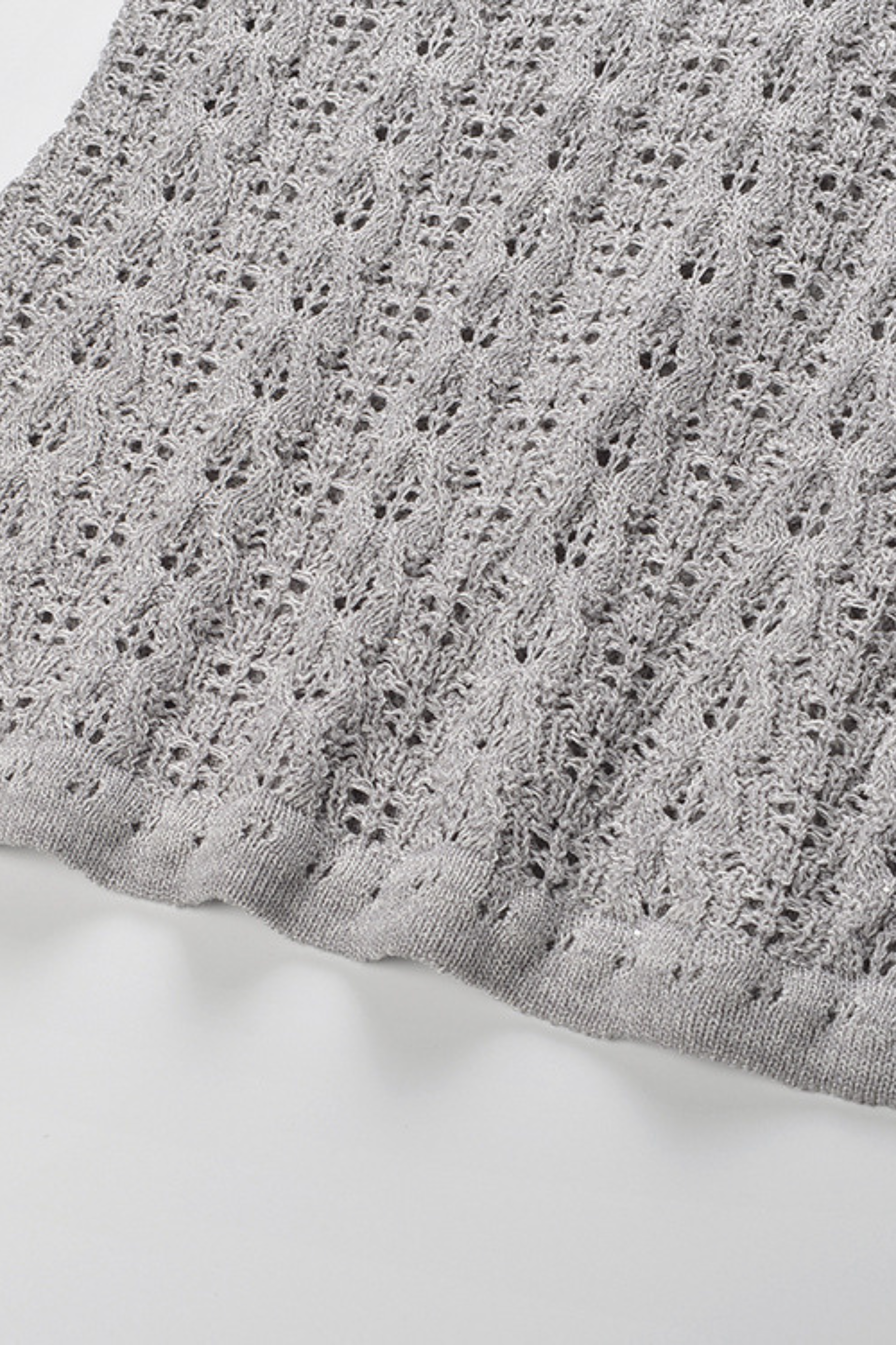 Pearl Lace-Trim Crochet Knit Polo Top