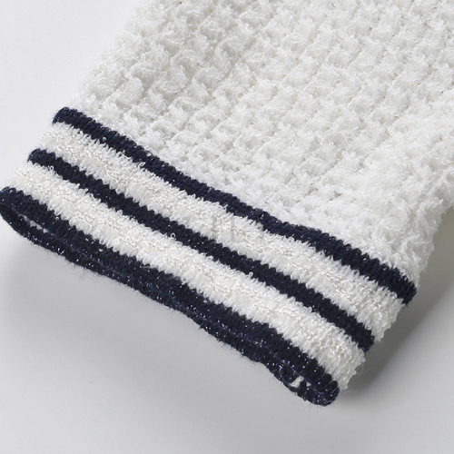 Marina Stripe Button Detail Knit Mini Dress - White