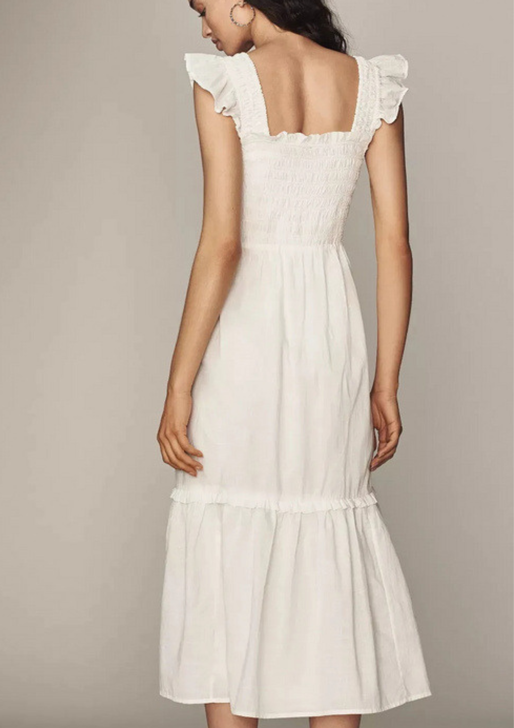 Ivory Meadow Smocked Midi Dress