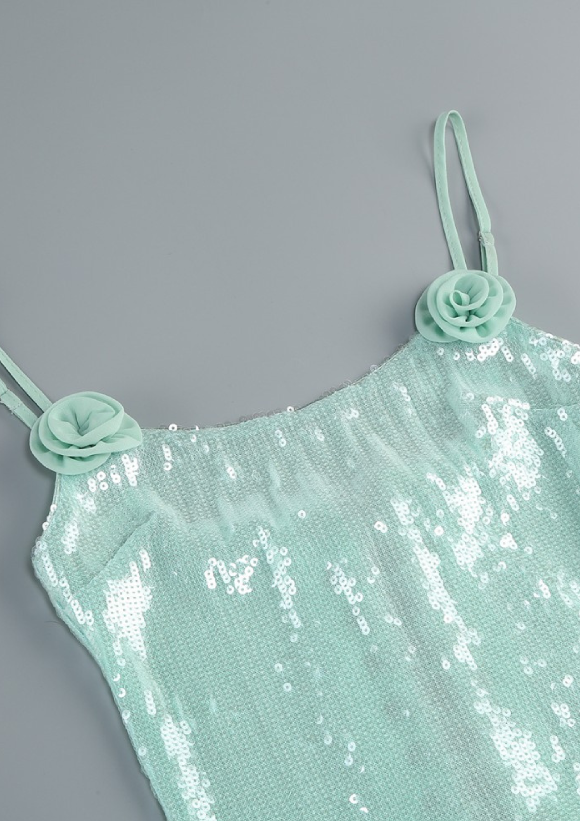 Aqua Siren Sequin Floral Mini Dress