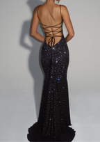 Sparkle Strapless LaceUp Backless Maxi Dress