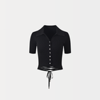 Noir Buttoned Crop Top
