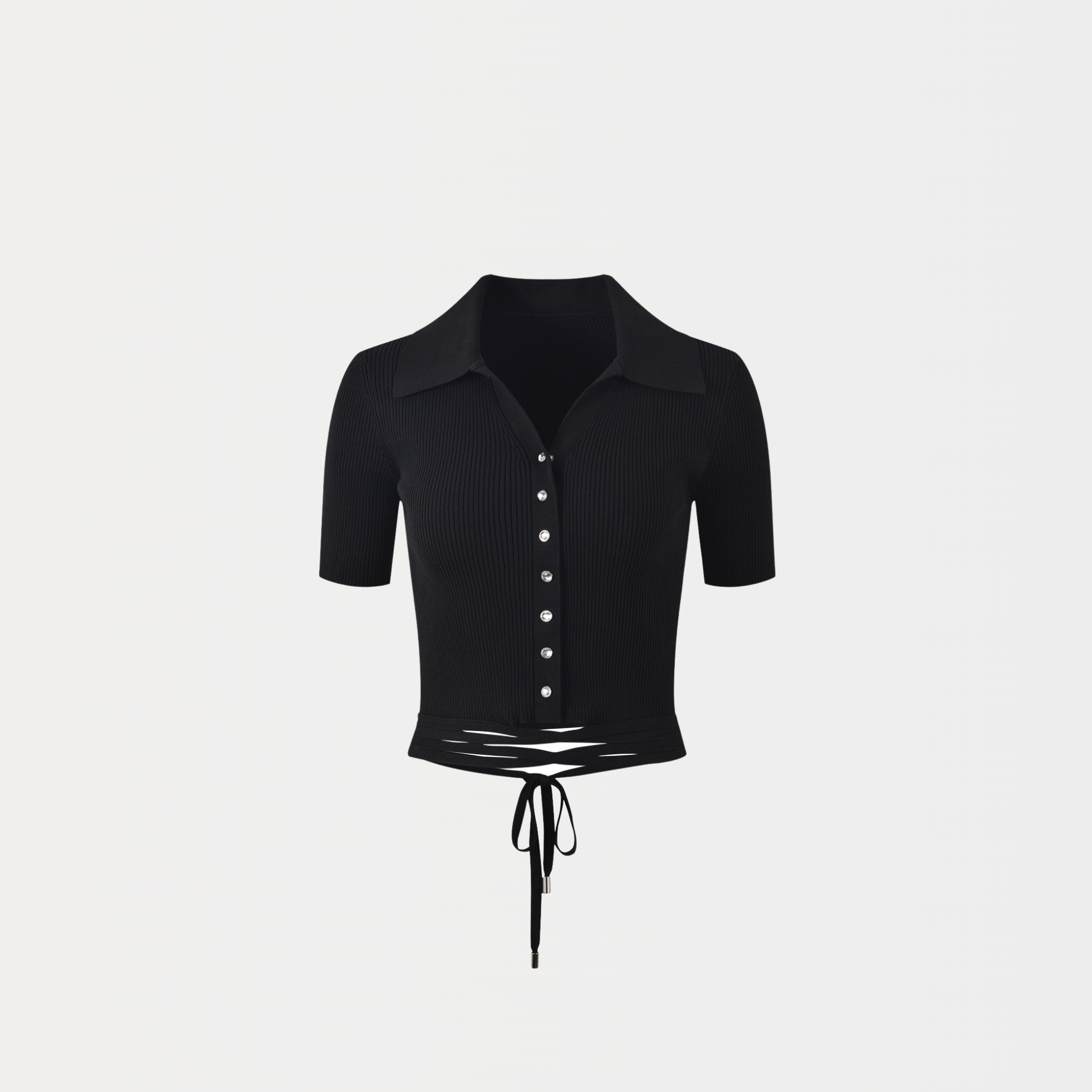 Noir Buttoned Crop Top