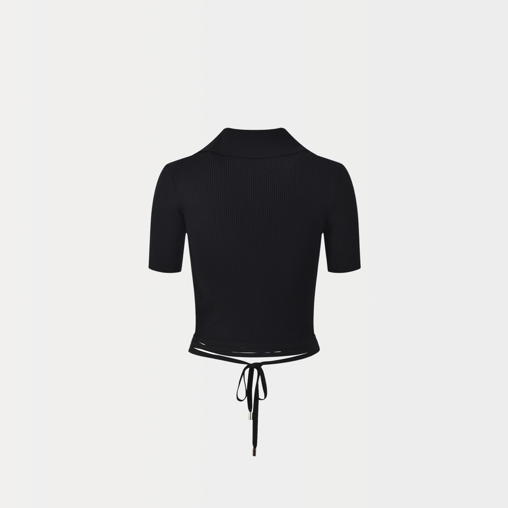 Noir Buttoned Crop Top