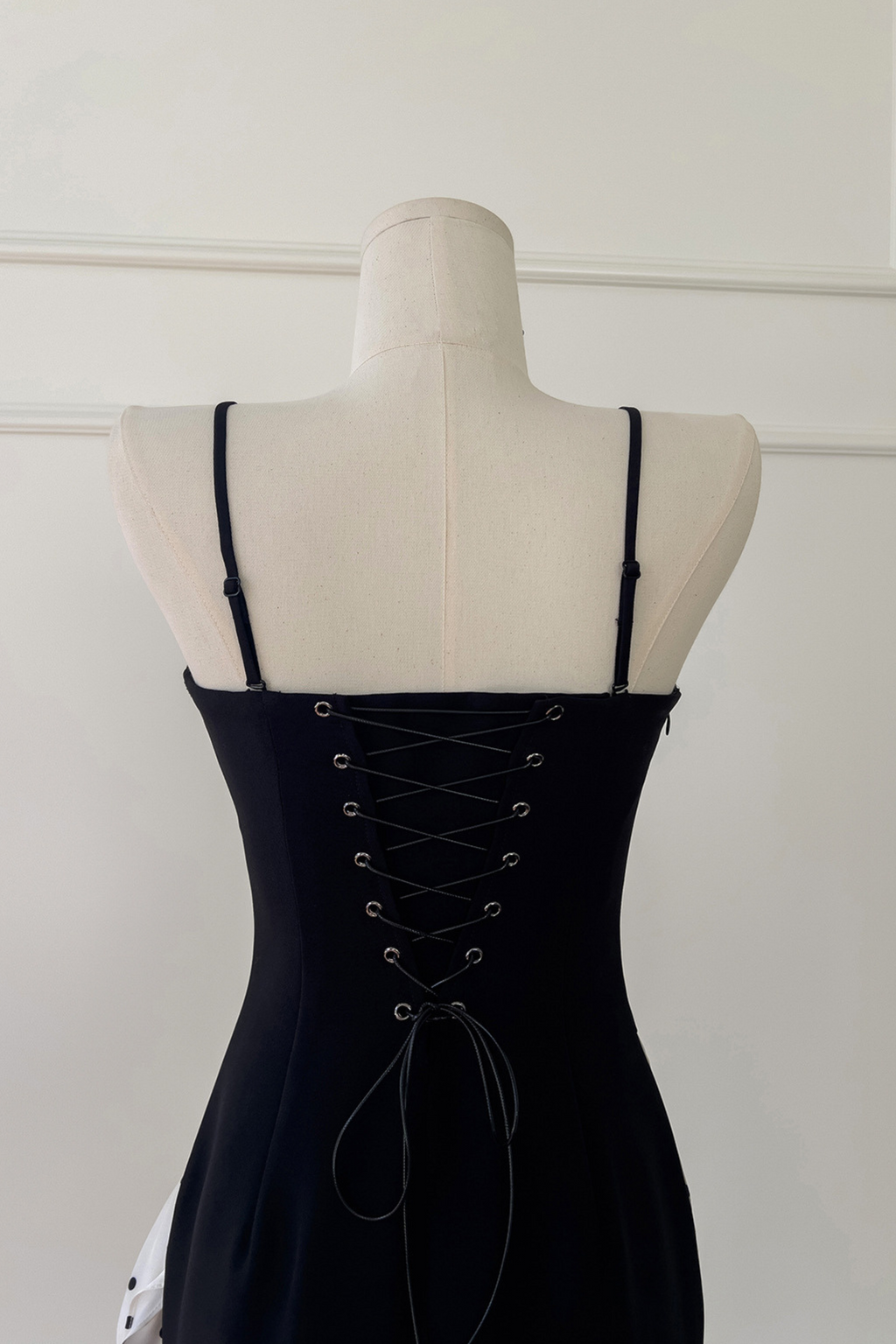 Noir Rosette Polka Back Tie Mini Dress
