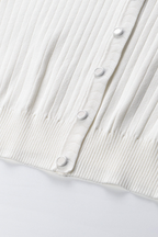 Lily – Ribbed Button Front Cardigan Top in White