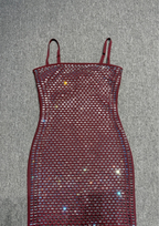 Midnight Garnet Crystal Bandage Maxi Dress