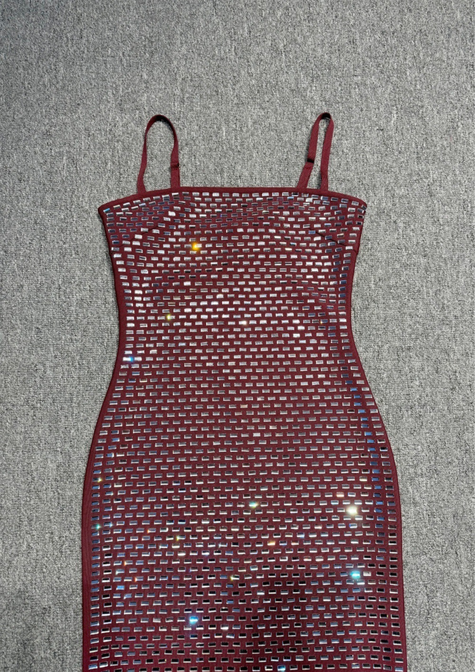 Midnight Garnet Crystal Bandage Maxi Dress