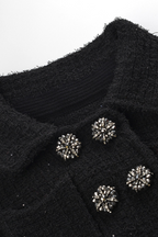 Classic Noir Ruffle Sequin Knit Maxi Dress