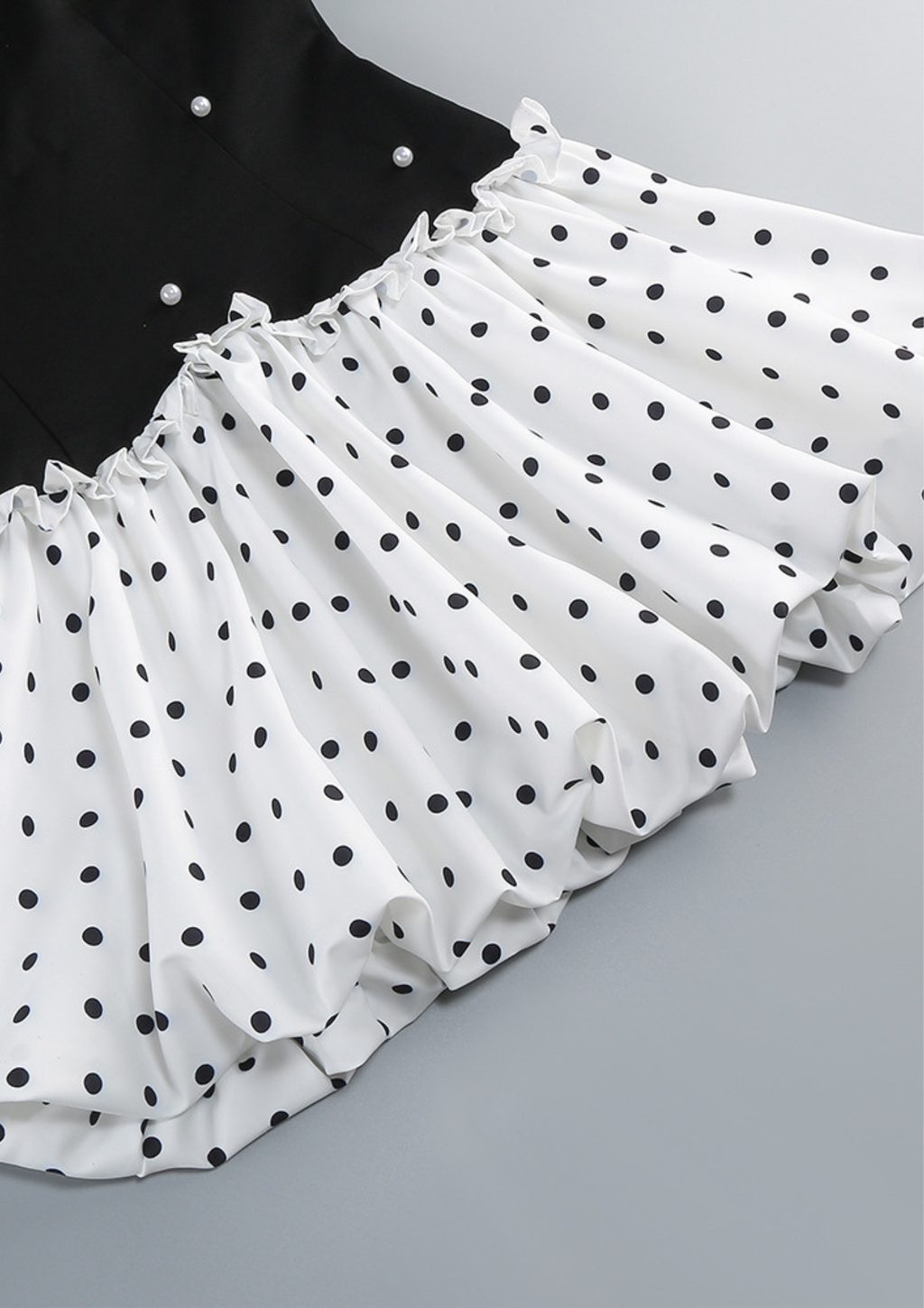 Midnight Pearl Polka Bubble Mini Dress
