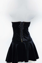 Midnight Elegance Velvet Strapless Back Tie Mini Dress