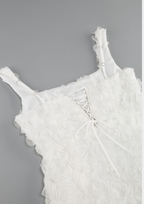 Rosé Bloom Flower Lace Back Mini Dress