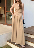 Sole Draped High Waist Vest Set