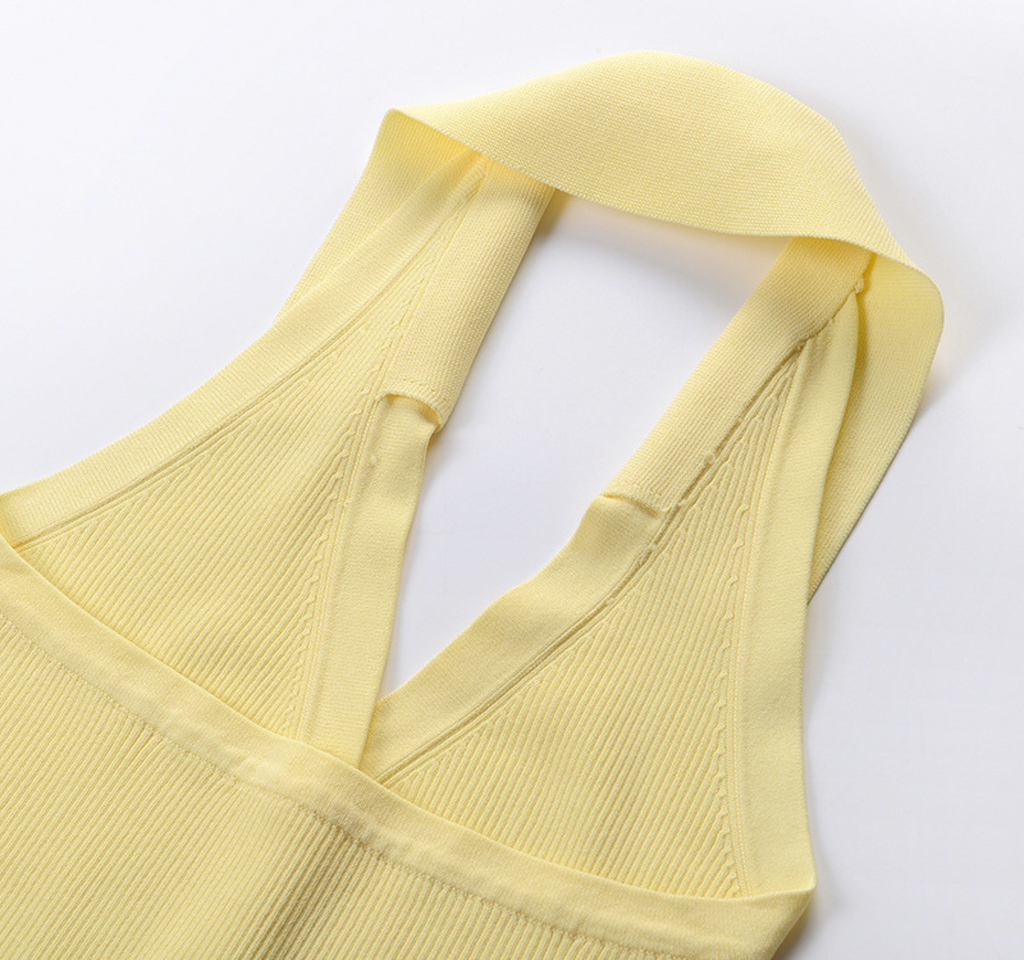 Lemon Halter Ice Knit Top