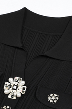 Elegant Gem Viscose Knit Maxi Dress - Long Sleeve