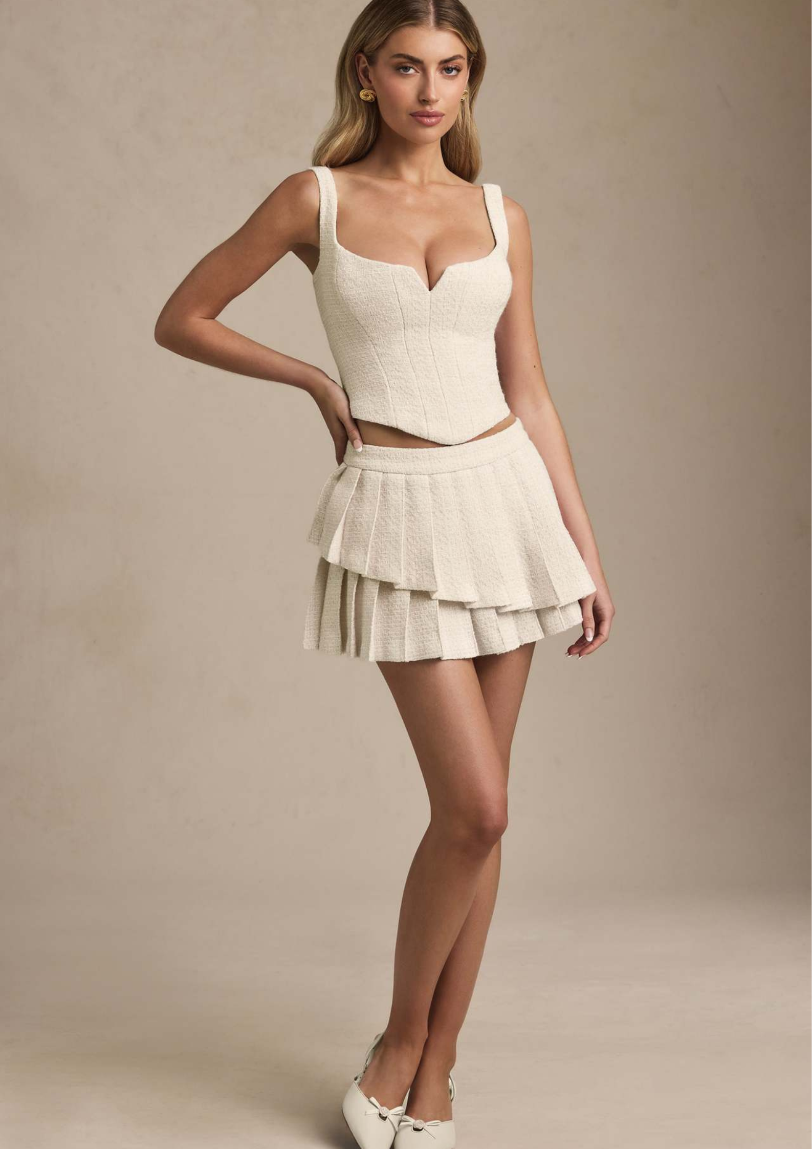 Luna Lace Up Pleated Mini Set