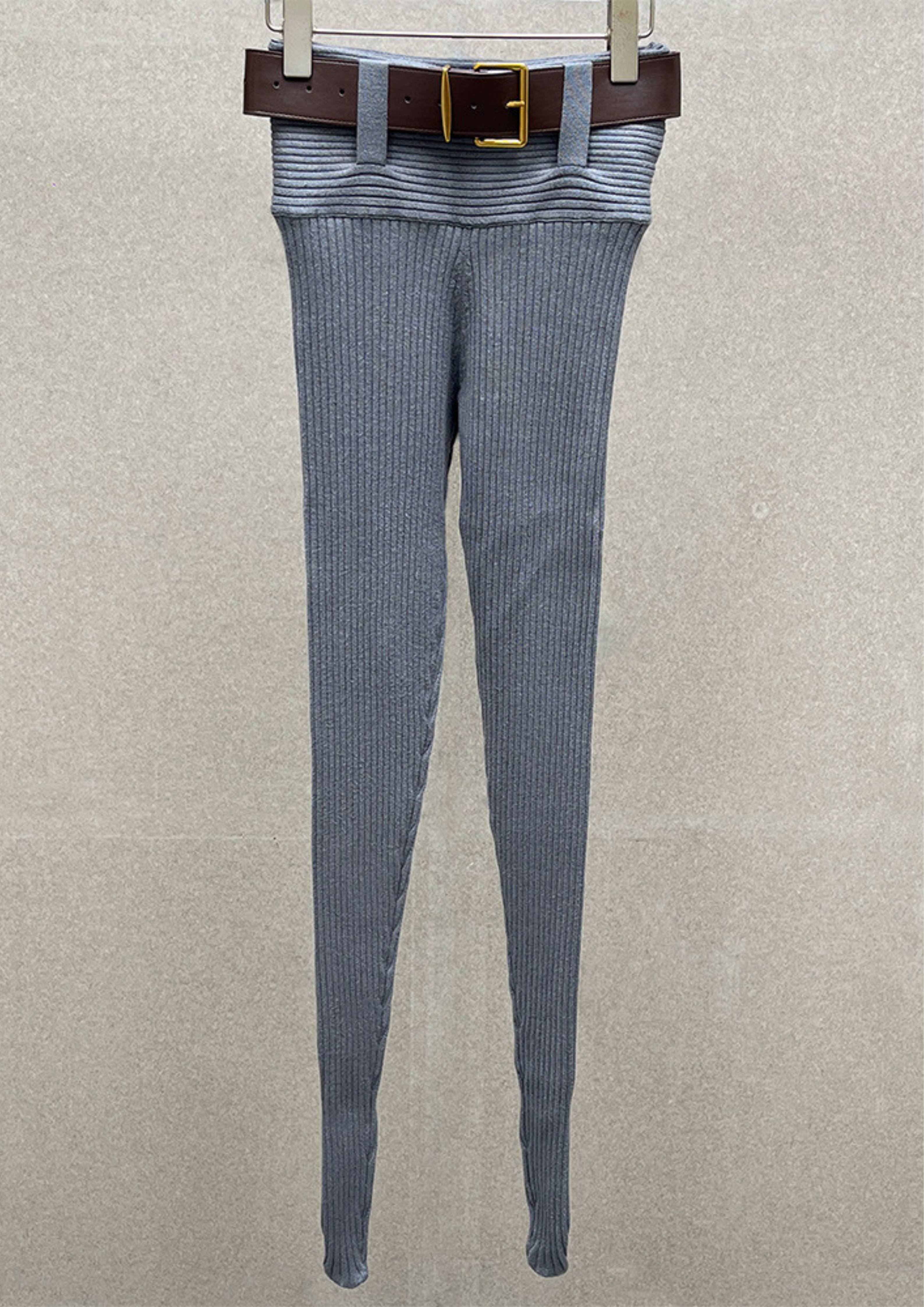 Eliana Wool Ribbed Knit Bodysuit & Legging Adjustable Belt  Set