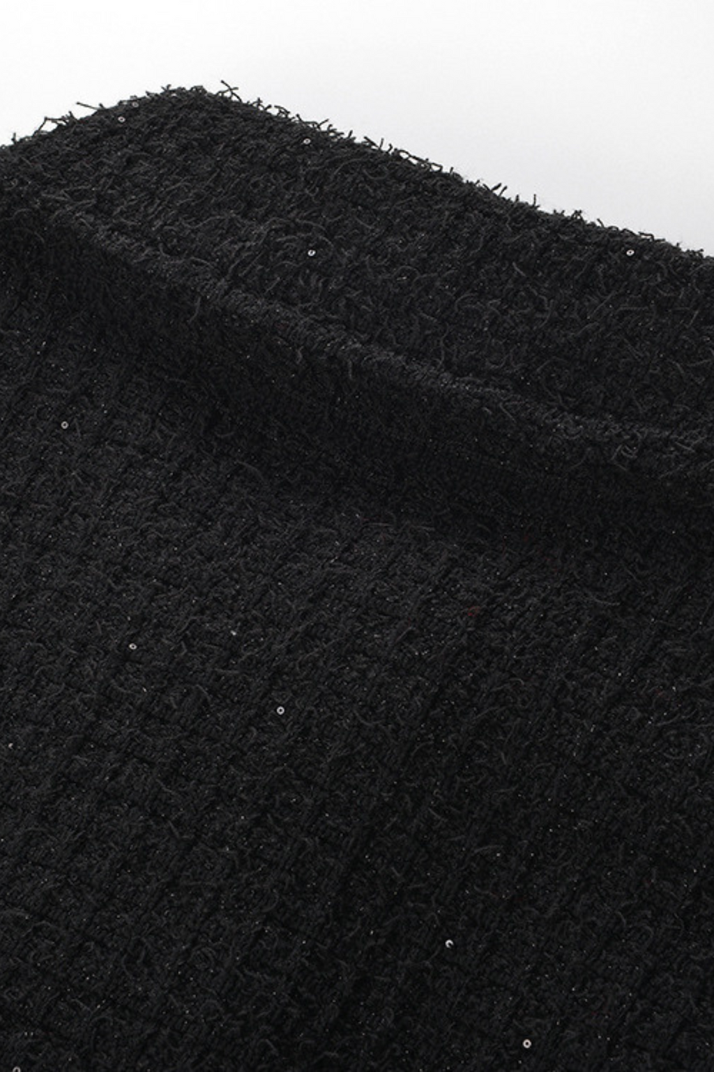 Classic Noir Ruffle Sequin Knit Maxi Dress
