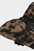 Noir Chic Floral Mesh Maxi Strapless Maxi Dress