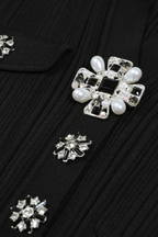 Elegant Gem Viscose Knit Maxi Dress - Long Sleeve