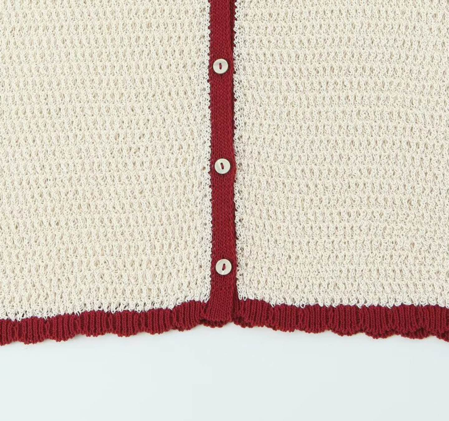 Ivory Trim Hollow Knit Lounge Set