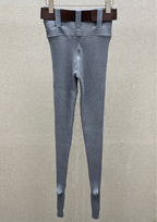 Eliana Wool Ribbed Knit Bodysuit & Legging Adjustable Belt  Set