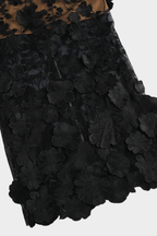 Noir Chic Floral Mesh Maxi Strapless Maxi Dress