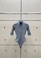 Eliana Wool Ribbed Knit Bodysuit & Legging Adjustable Belt  Set