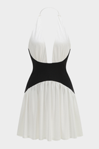 Marbella Halter Backless Contrast Mini Dress