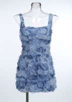 Rosé Bloom Flower Lace Back Mini Dress