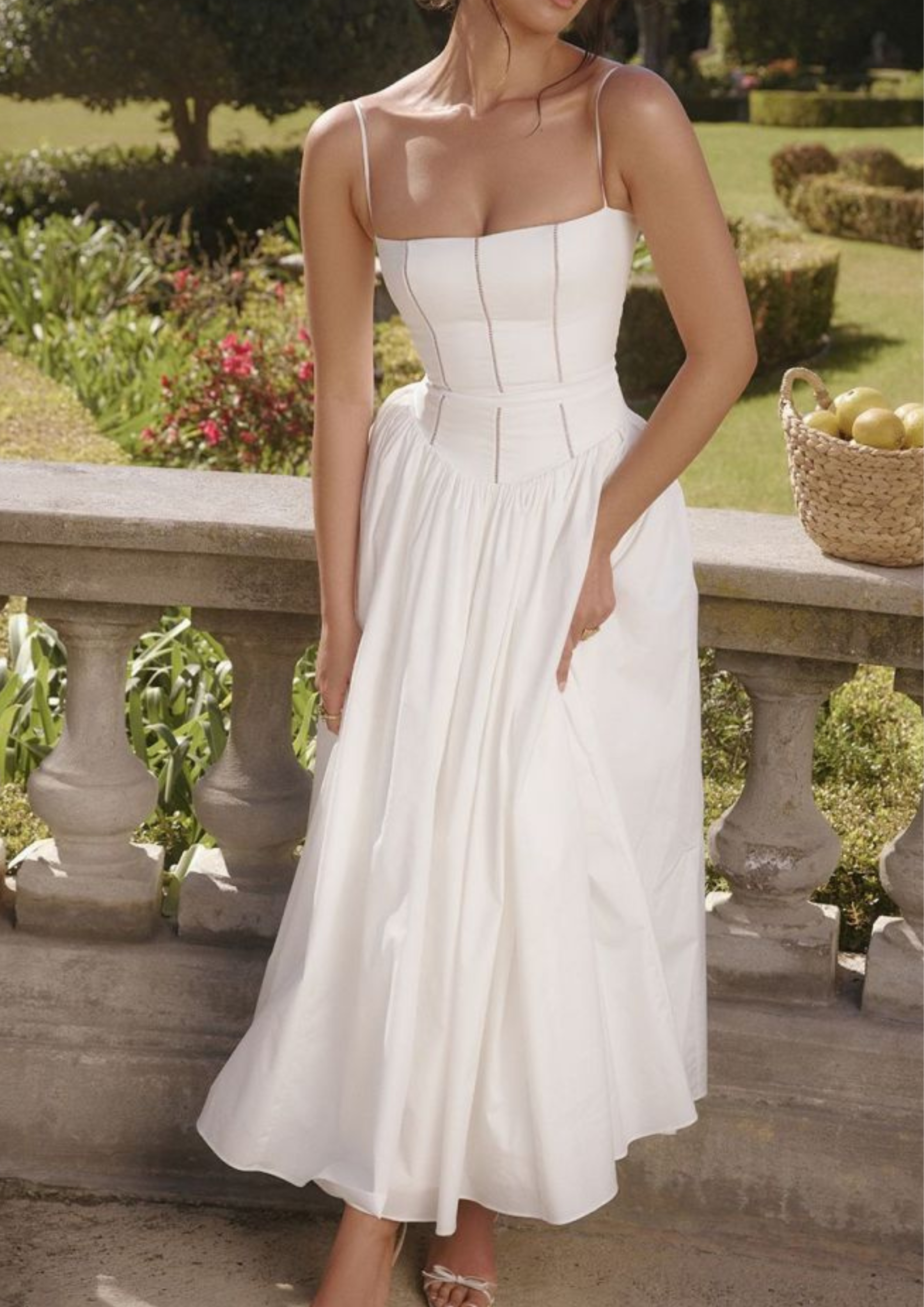 Valeria Bodice Maxi Dress - Pure White