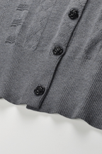 Grey Pleated Mini Skirt with Pearl Flower Waistline