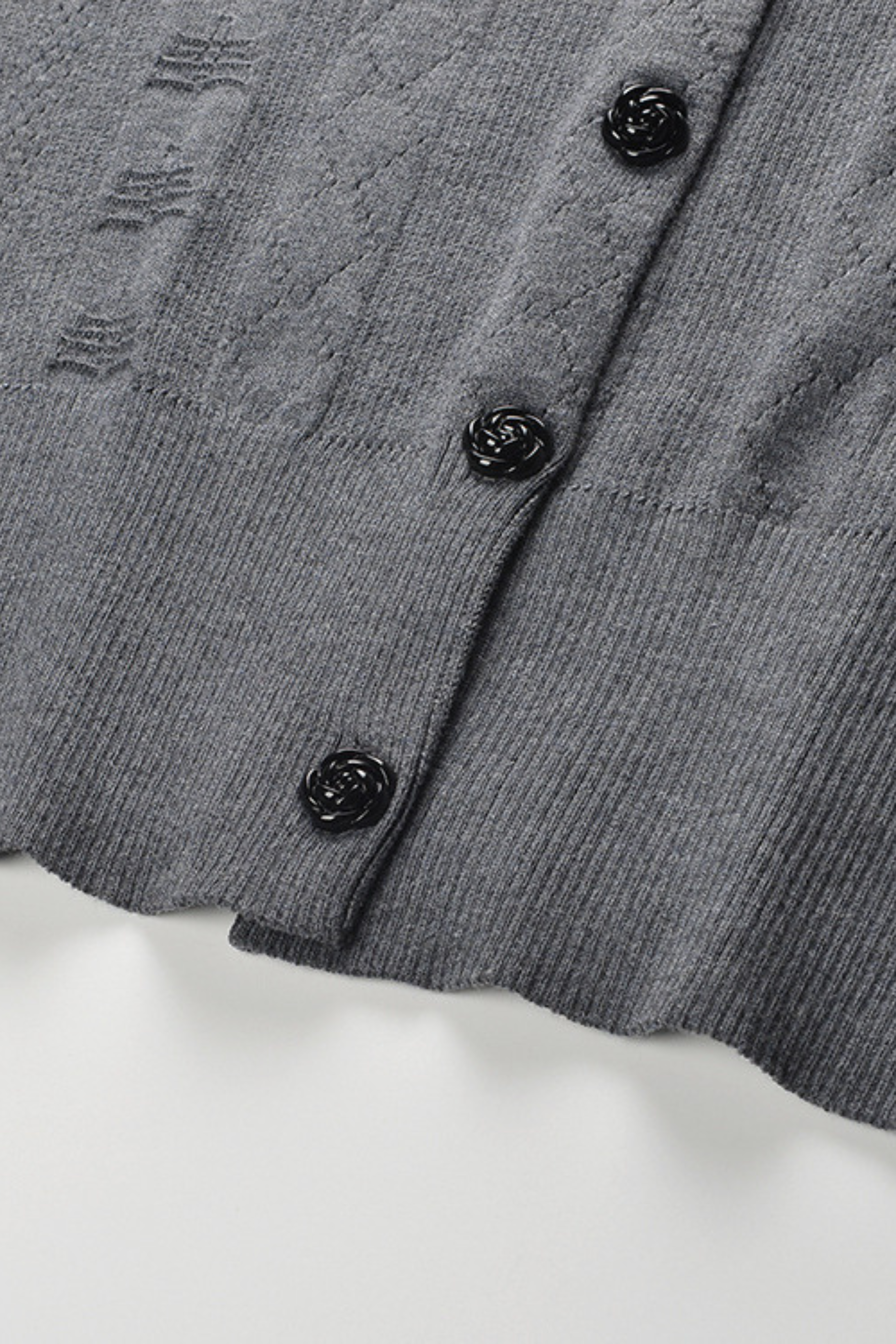 Grey Pleated Mini Skirt with Pearl Flower Waistline