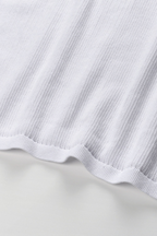 Contrast Lace Trim Viscose  Knit Polo Top