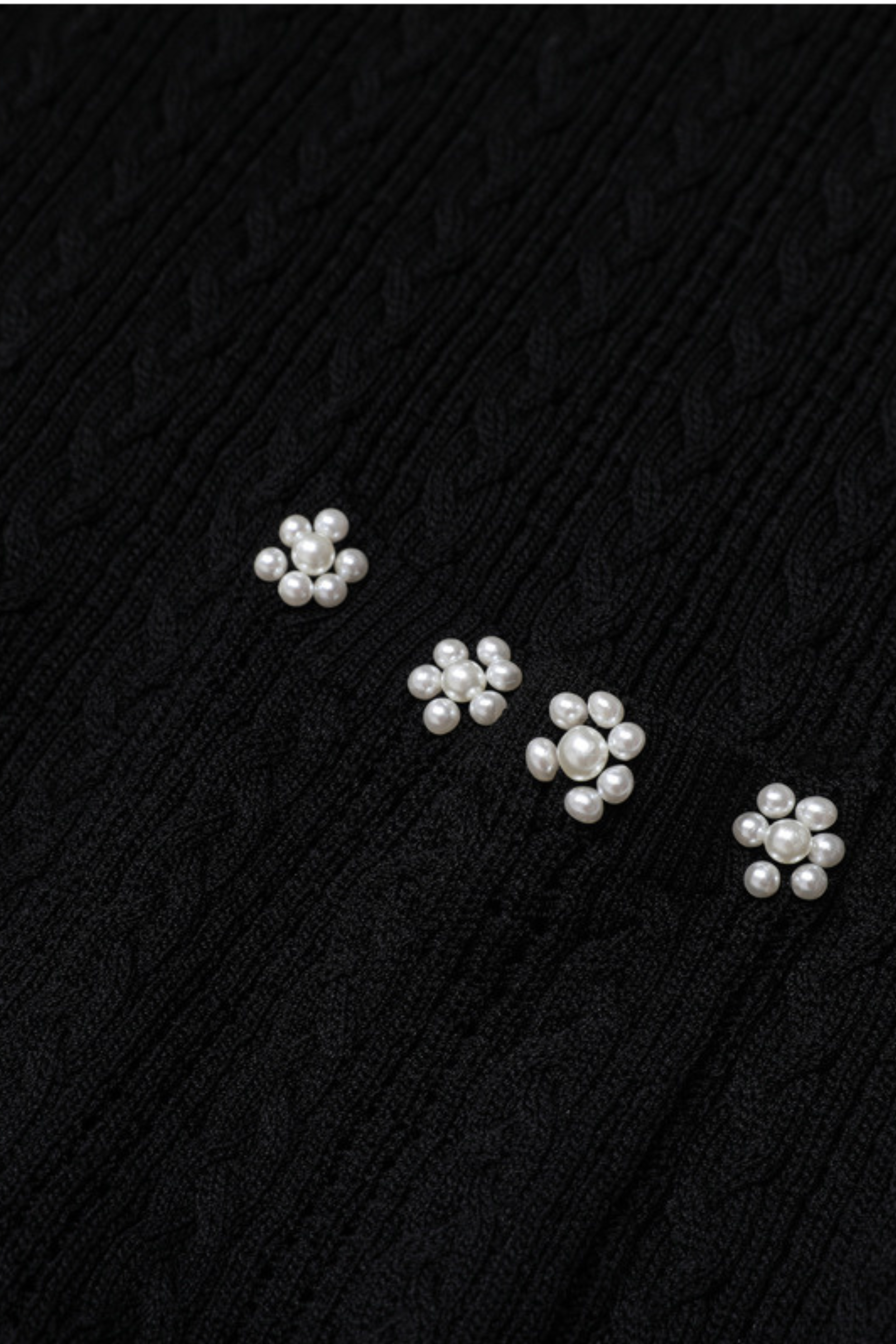 Rosette Pearl Knit  Flower Dress