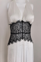 Mila Backless Satin Lace Corset Maxi Dress