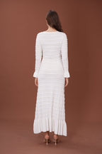 Elegant Pearl V Neck Maxi Dress