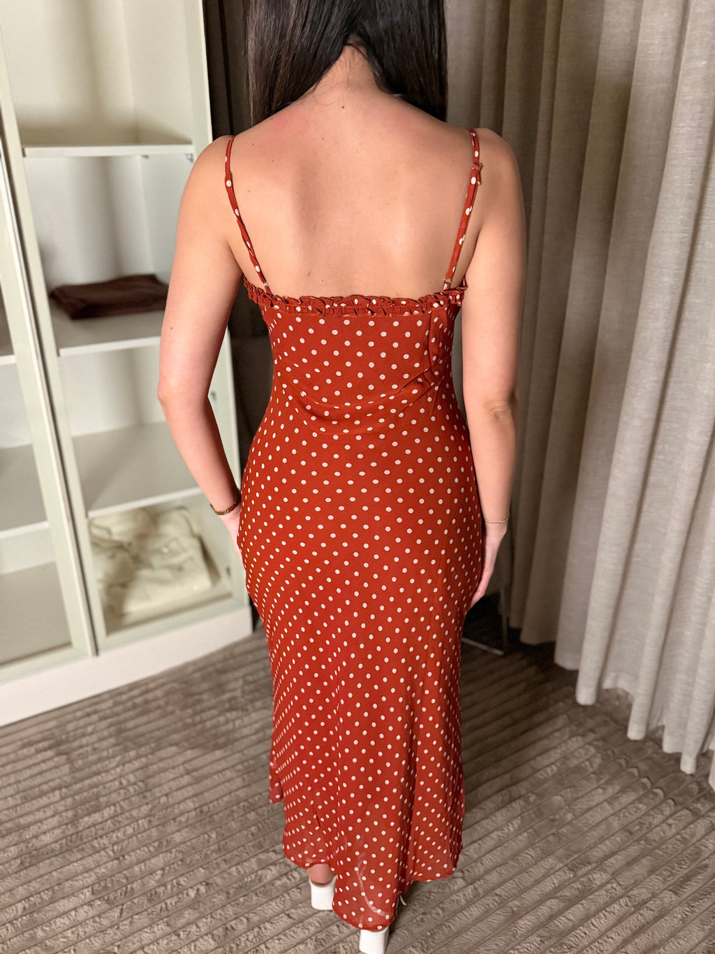 Polka Dot Charm Maxi Dress In Red