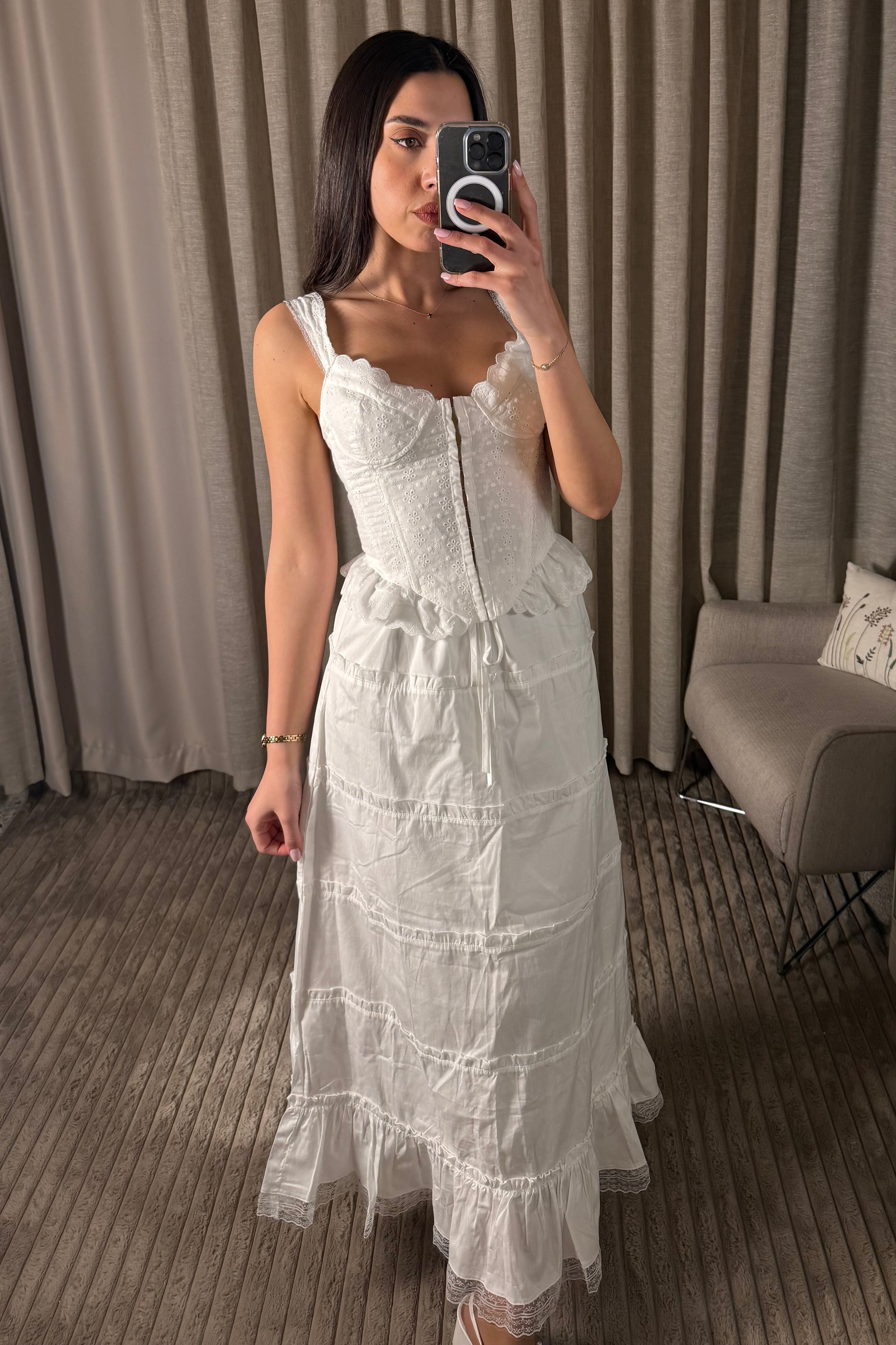 Lace Corset  Ruffle Skirt Set